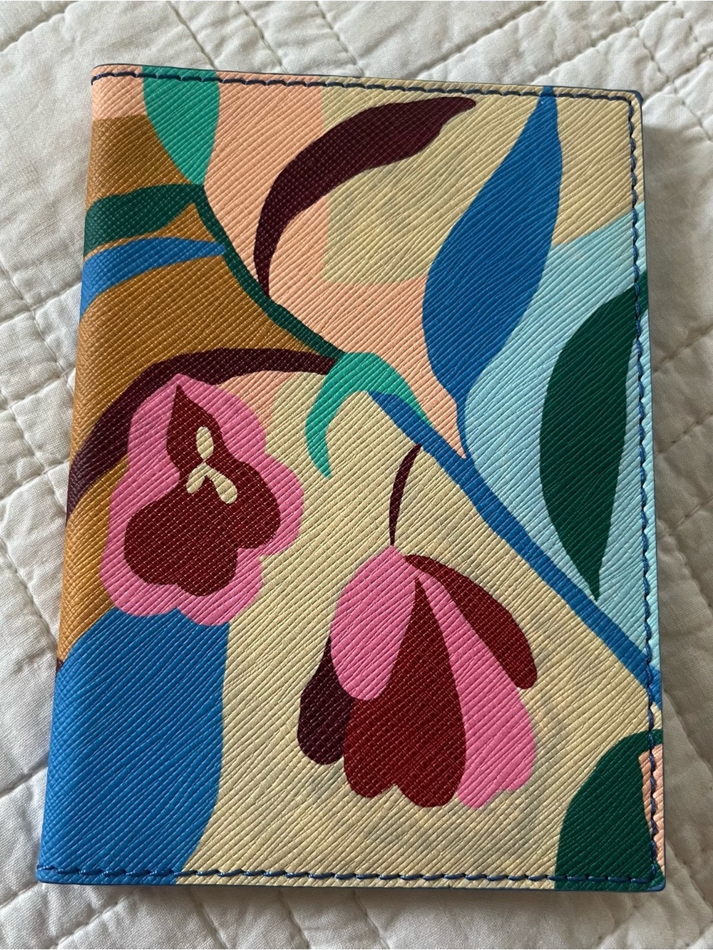 Anthropologie Floral Printed Passport Cover in Pink, Blue & Green